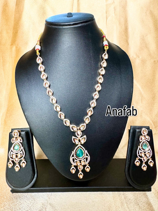 Elegant Kundan Necklace with Turquoise Pendant and Earrings | Party & Bridal Jewelry, ad jewelry, designer necklace, stone jewelry