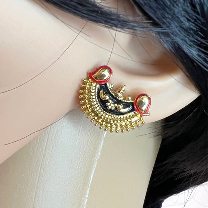 Chandrakor Mangalsutra Set with Earrings | Maharashtrian Black Bead Mangalsutra | Traditional Crescent Pendant Necklace | Indian Bridal Jewelry