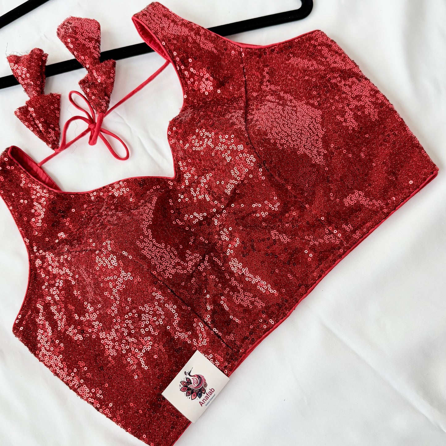 Red Sequin Saree Blouse, Readymade Sleeveless Blouse, Padded Party Wear Blouse, Sparkly Indian Blouse, Wedding Blouse, Crop top