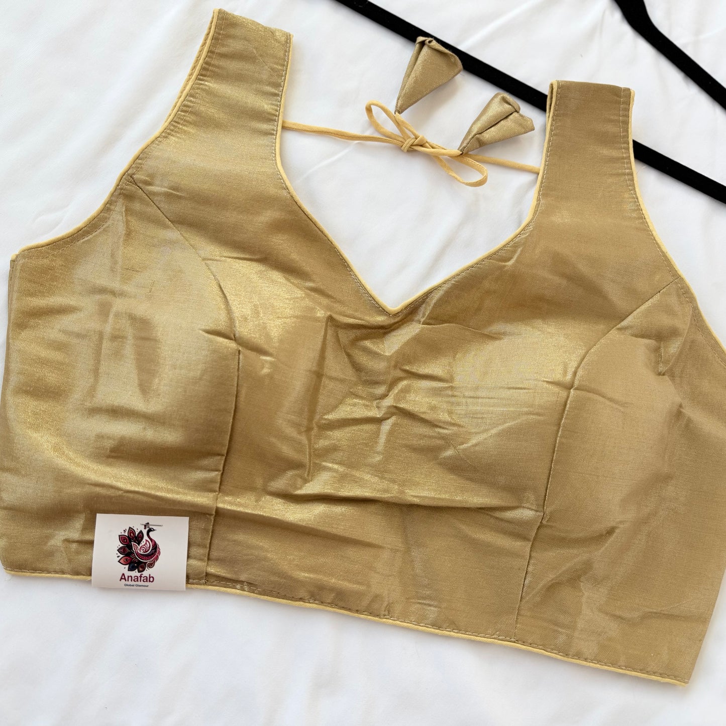 Gold Tissue Silk Saree Blouse, Ready to Wear Golden Blouse, Padded V Neck Blouse, Indian Saree Blouse, Festive Wedding Blouse , Crop top