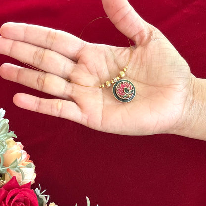 Invisible Chain Lotus Pendant Necklace Set | Minimal Indian Jewelry with Earrings | Floating Pendant Jewelry | Diwali Navratri Gift | Lightw
