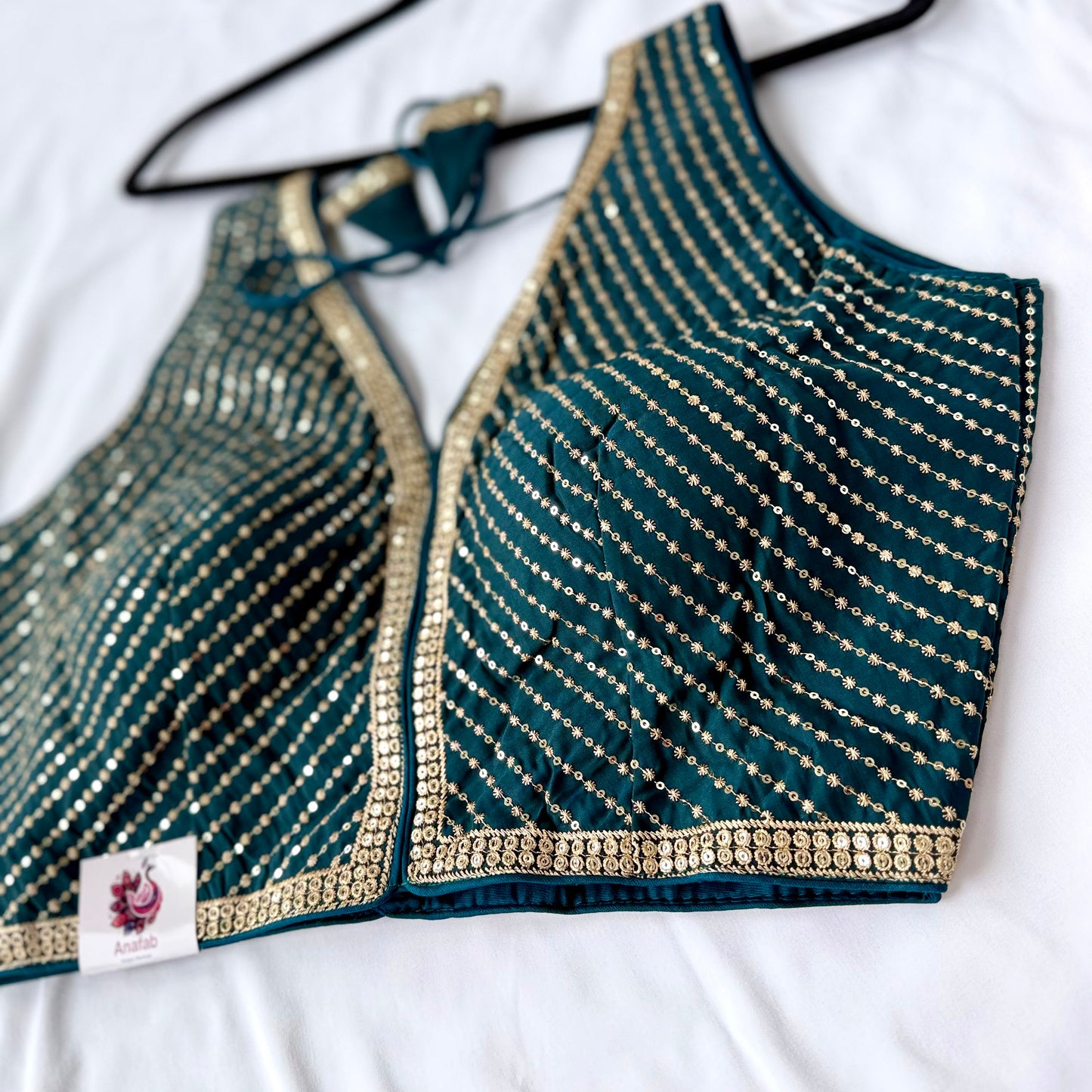 Teal Green Saree Blouse, V Neck Zari Embroidered Blouse, Sleeveless Ready to Wear Indian Blouse, Wedding Festive Blouse,
