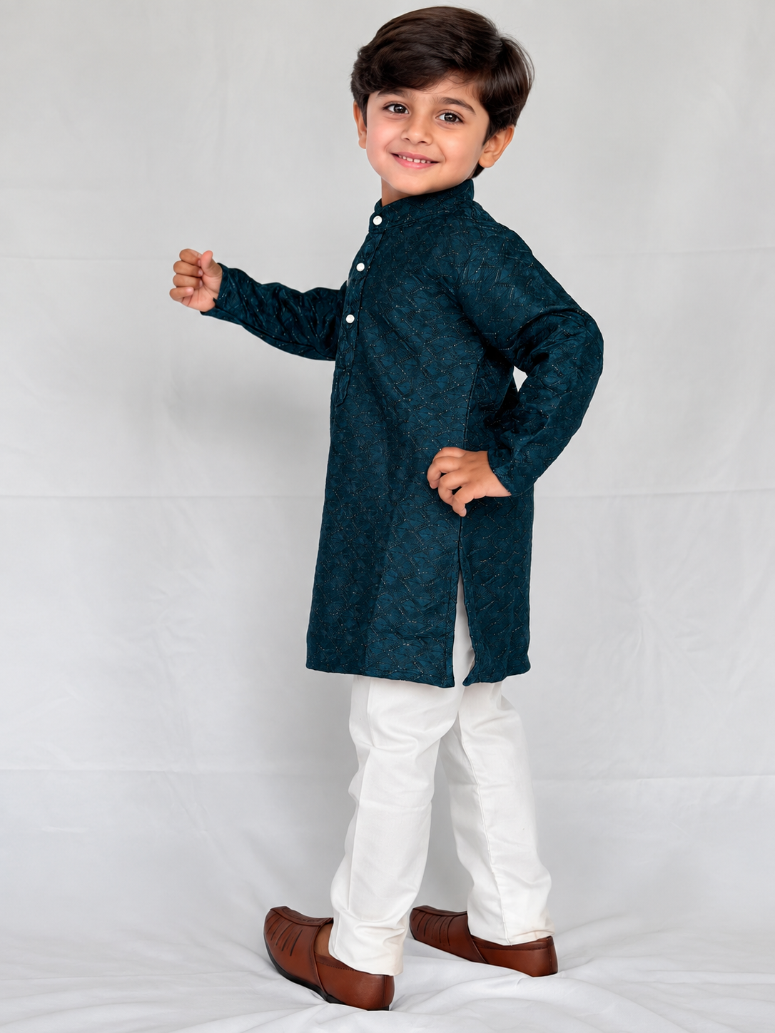 Boys Teal Blue Kurta Pajama Set, Soft Imported Fabric Kids Indian Ethnic Wear, Diwali Wedding Festive Outfit, Diwali traditional outifit,