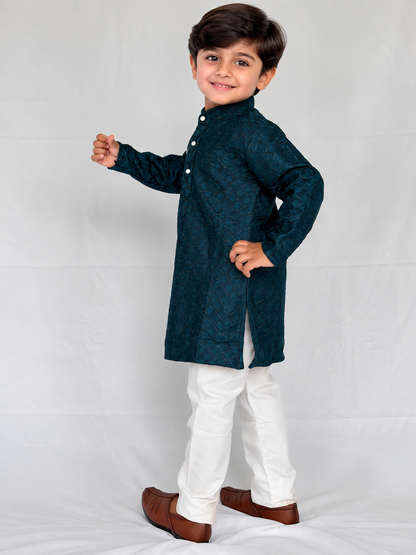 Boys Teal Blue Kurta Pajama Set, Soft Imported Fabric Kids Indian Ethnic Wear, Diwali Wedding Festive Outfit, Diwali traditional outifit,