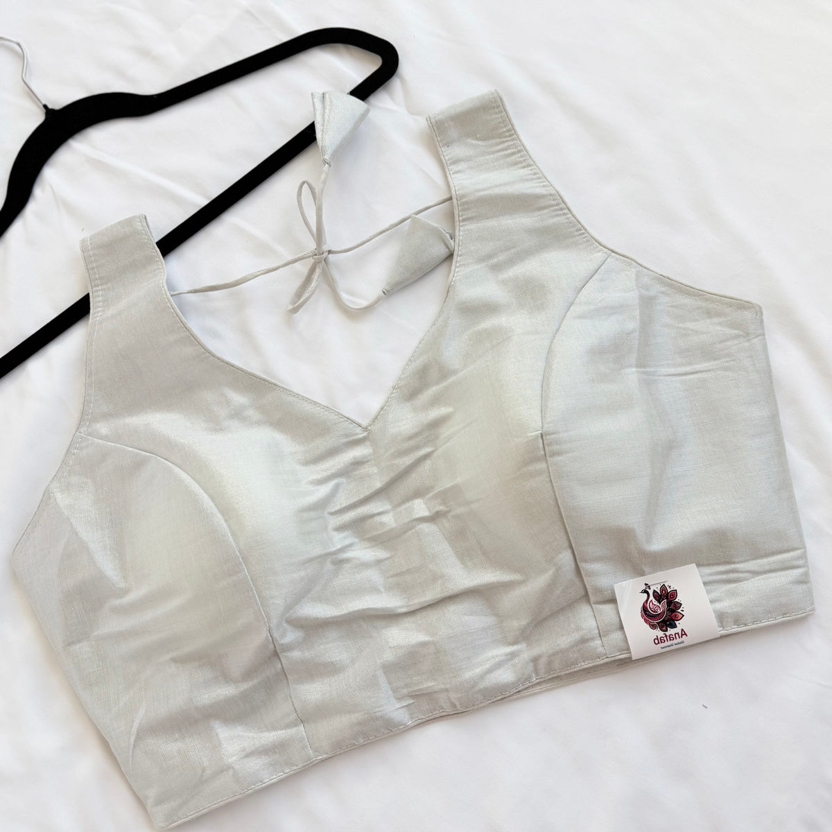 Silver Tissue Silk Saree Blouse, Ready to Wear Golden Blouse, Padded V Neck Blouse, Indian Saree Blouse, Festive Wedding Blouse , Crop top