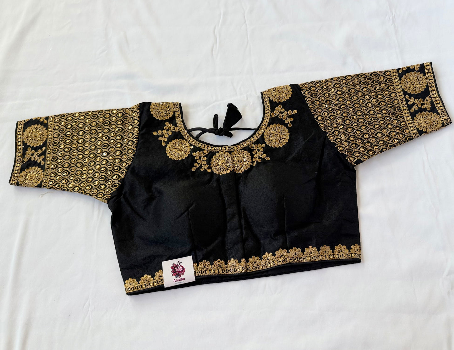 Black Jacquard Saree Blouse with Gold Embroidery, Designer Indian Blouse, Readymade Silk Blouse, Wedding Festive Blouse, Lehenga blouse