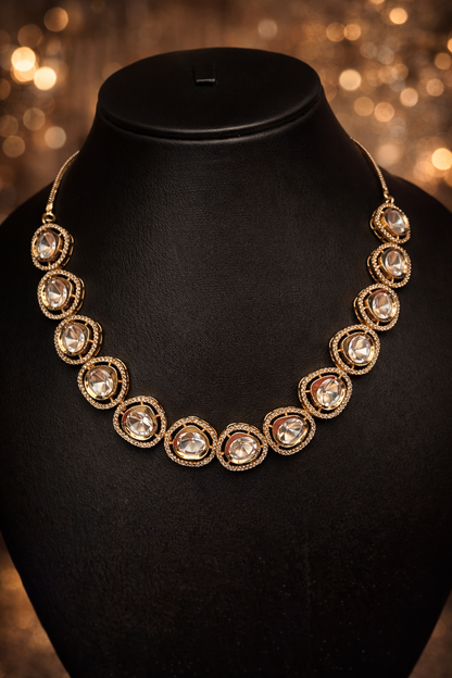 Polki Style Gold Tone Necklace Set with Matching Earrings – Party & Festive Jewelry, necklace set, jewelry for women, gift for women