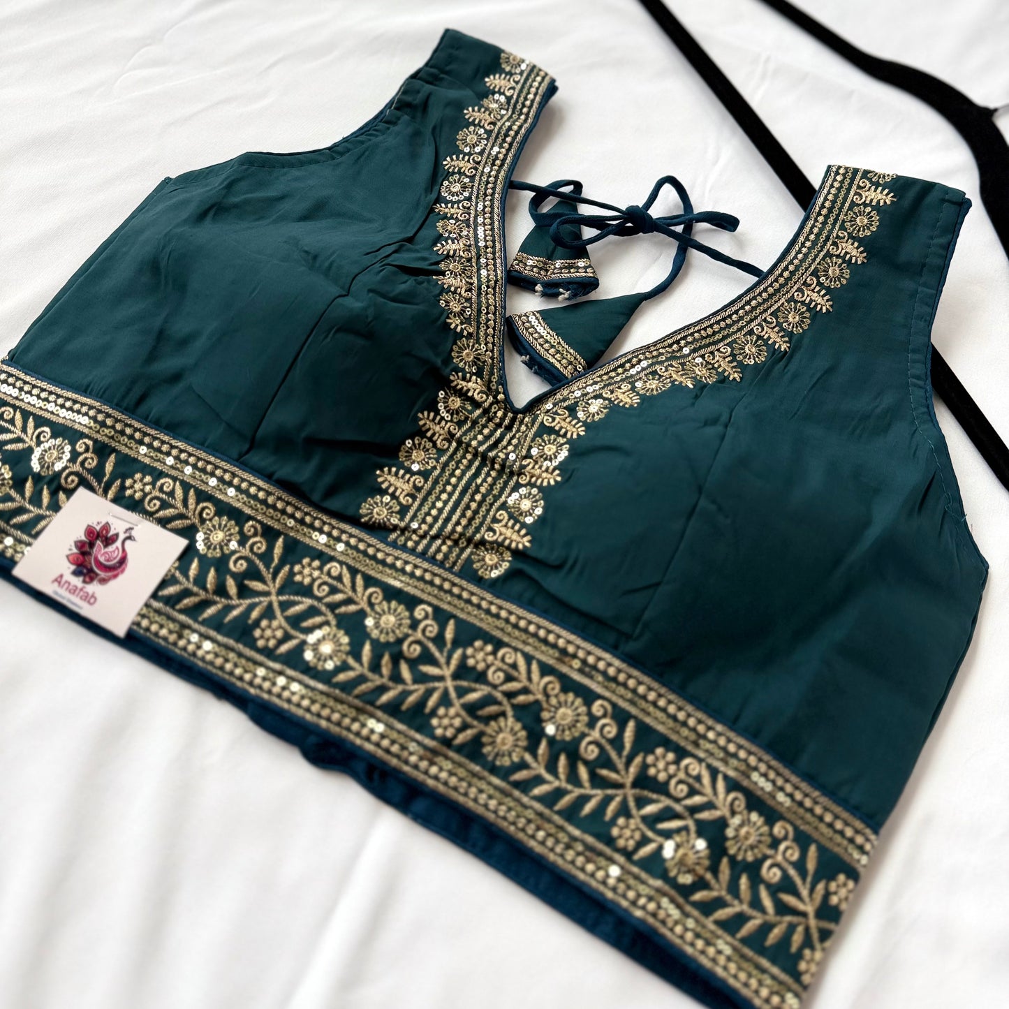 Teal Saree Blouse, Gold Zari Embroidered Blouse, Ready to Wear Indian Blouse, Sleeveless Designer Blouse, Wedding Festive Blouse, lehenga to