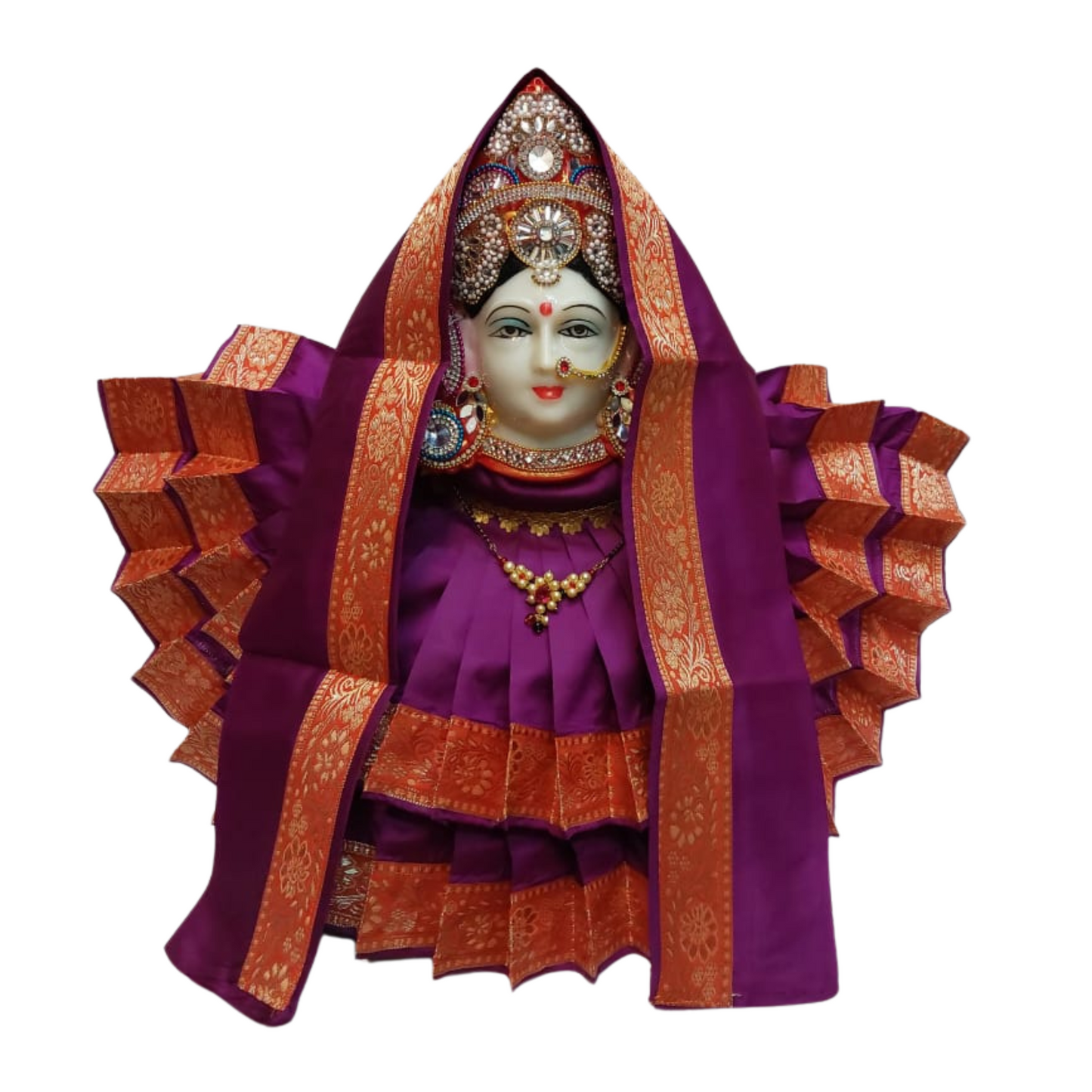 Divine Purple & Orange Double Layer Silk Saree for Varalakshmi Idol, TraditionalDevi Alankaram Set for Pooja,Devi Dress, Varalakshmi Alankar