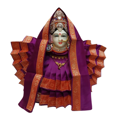 Divine Purple & Orange Double Layer Silk Saree for Varalakshmi Idol, TraditionalDevi Alankaram Set for Pooja,Devi Dress, Varalakshmi Alankar