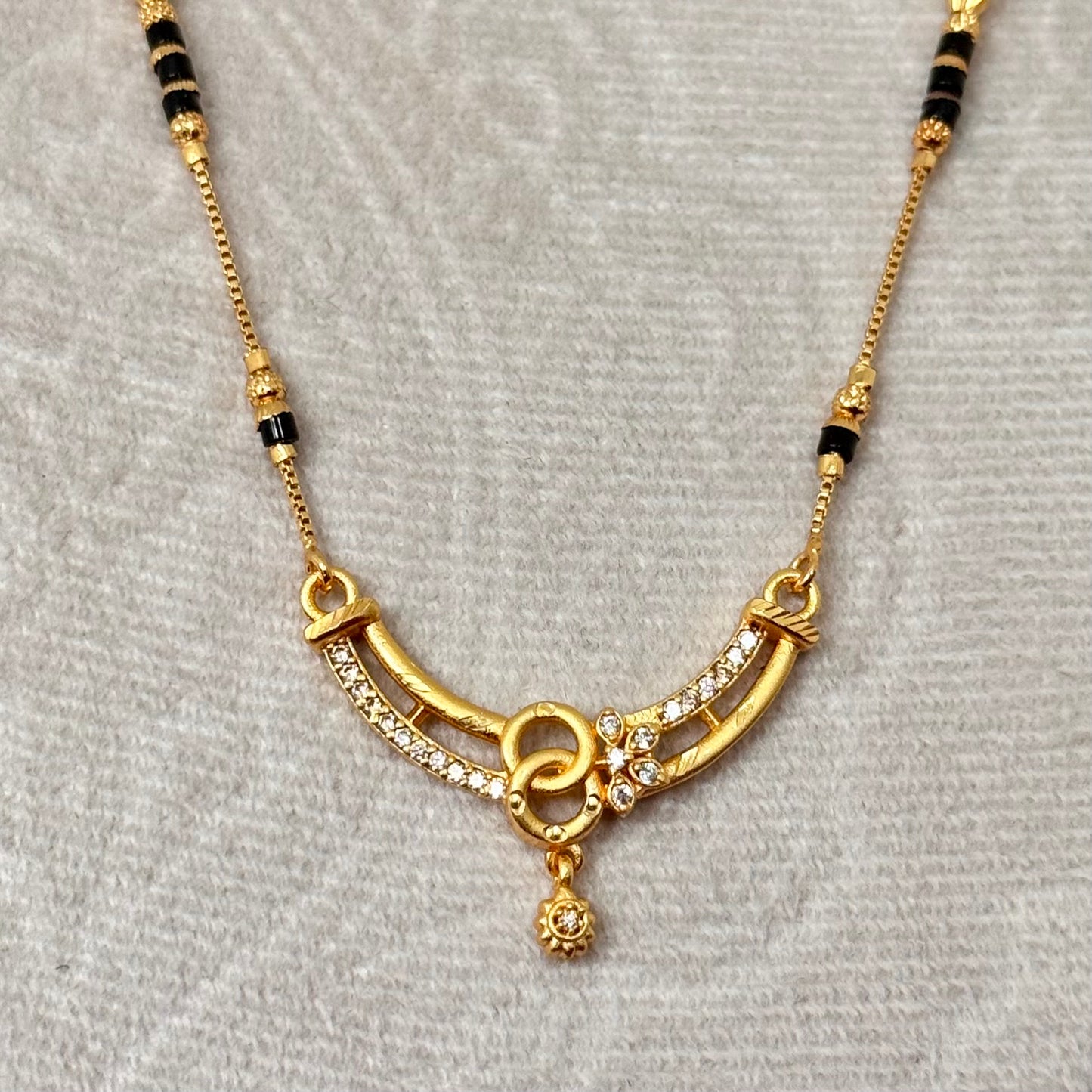 Daily Wear Mangalsutra Necklace for Women, Black Bead Gold Tone Mangalsutra, Minimal CZ Pendant Mangalsutra, Traditional Indian Jewelry Gift