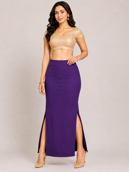 Purple Saree Shapewear Petticoat for Women | Saree Inner Skirt |Mermaid Fit Saree Underskirt |Side Slit Saree Shaper |Comfortable Saree wear
