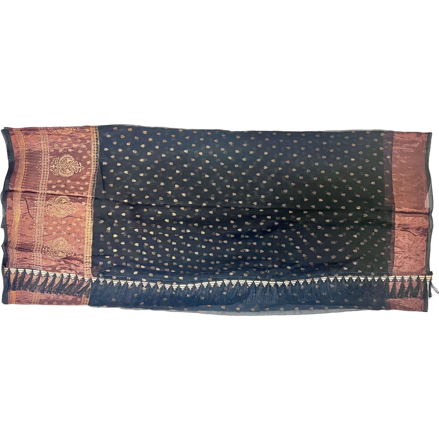Black Color New foil work fancy fabric saree