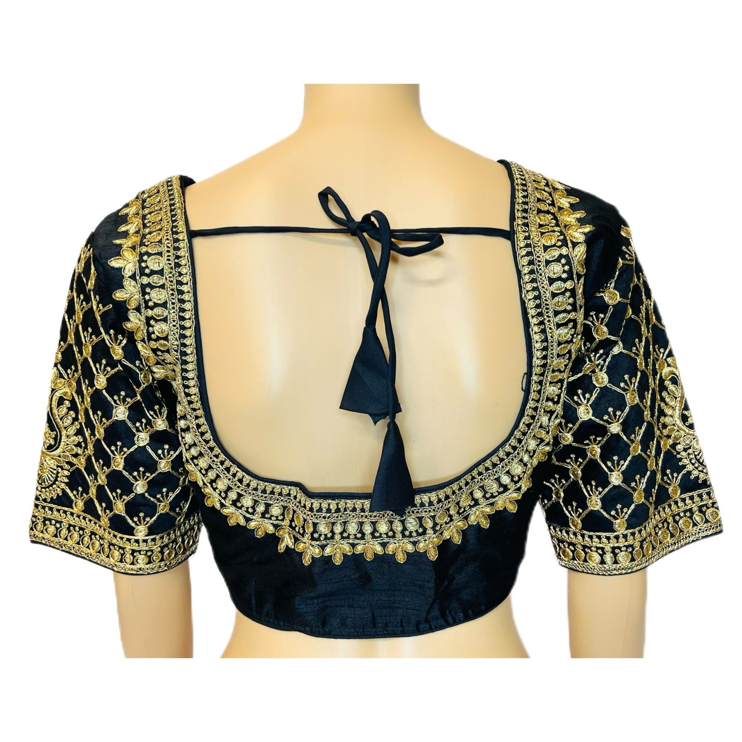Black Color Trendy Women's Jacquard Embroidered Readymade Blouse, Designer Blouse, Crop Top, Tunic Top, Fancy Blouse, Bridal Blouse, Party Wear Blouse, Padded Blouse, Choli Blouse, Wedding Blouse