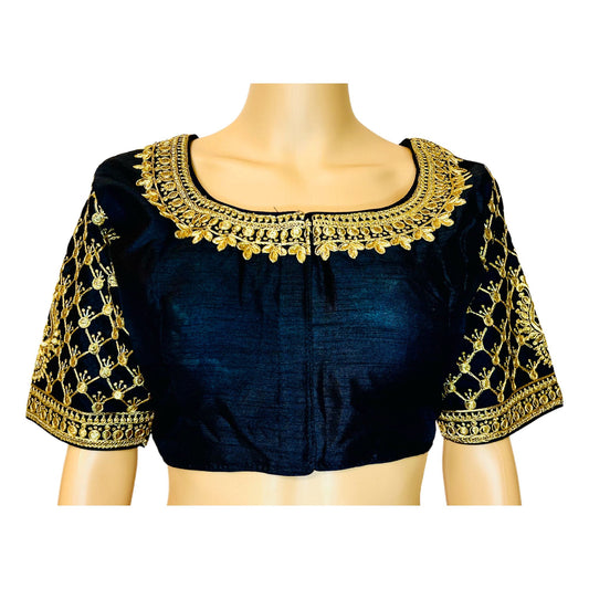 Black Color Trendy Women's Jacquard Embroidered Readymade Blouse, Designer Blouse, Crop Top, Tunic Top, Fancy Blouse, Bridal Blouse, Party Wear Blouse, Padded Blouse, Choli Blouse, Wedding Blouse