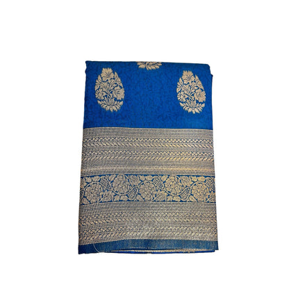 Bluish Cyan Cotton Silk Saree with Zari Weaving