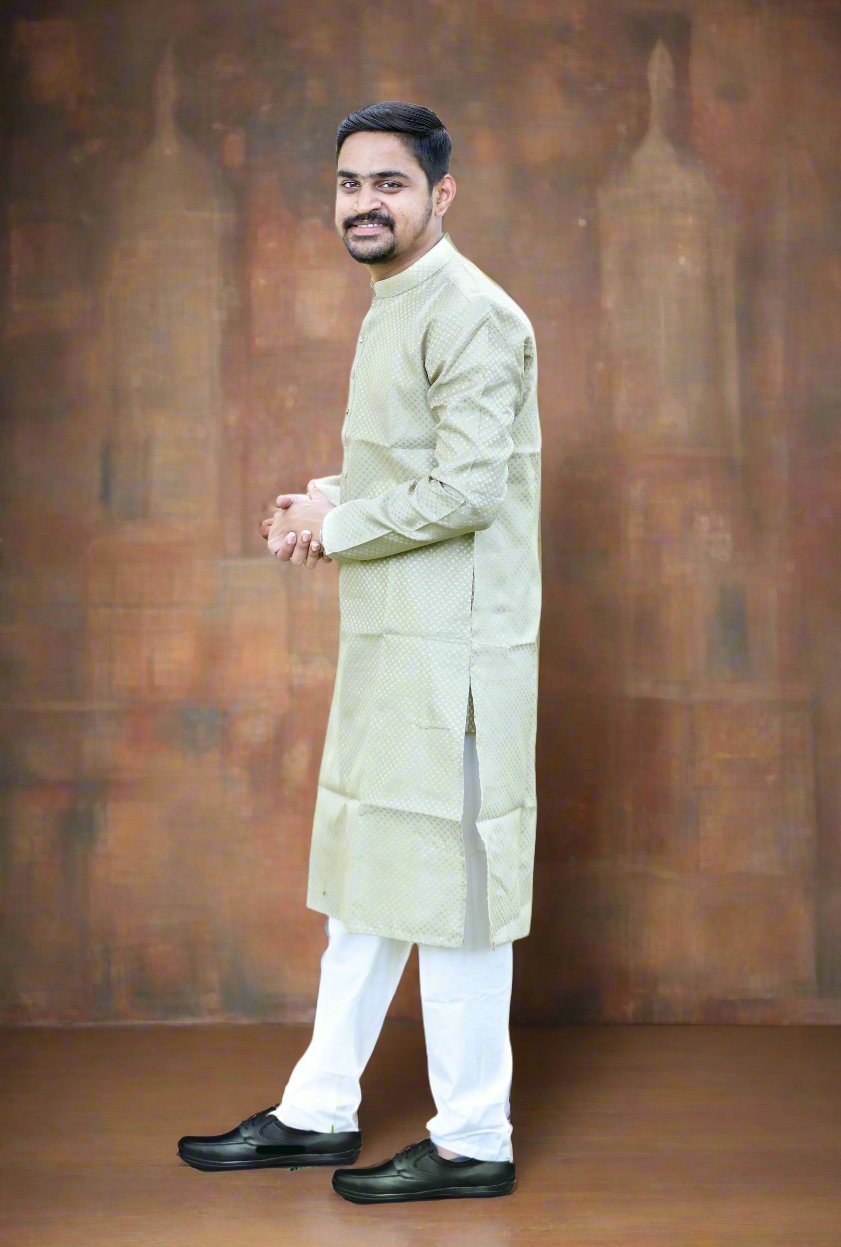 Bronze Color Silk Kurta Pajama Set-2