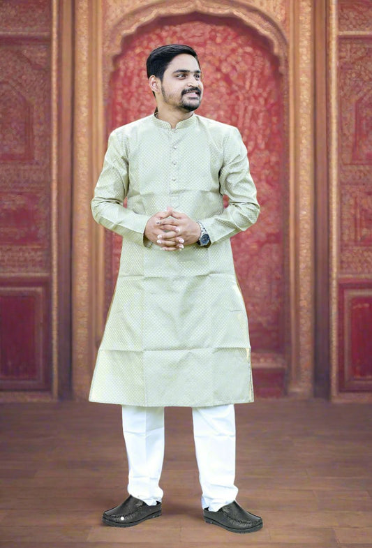 Bronze Color Silk Kurta Pajama Set,