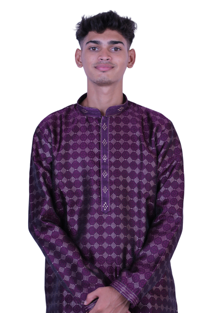 Royal Purple Men’s Kurta with White Pajama | Elegant Festive Look