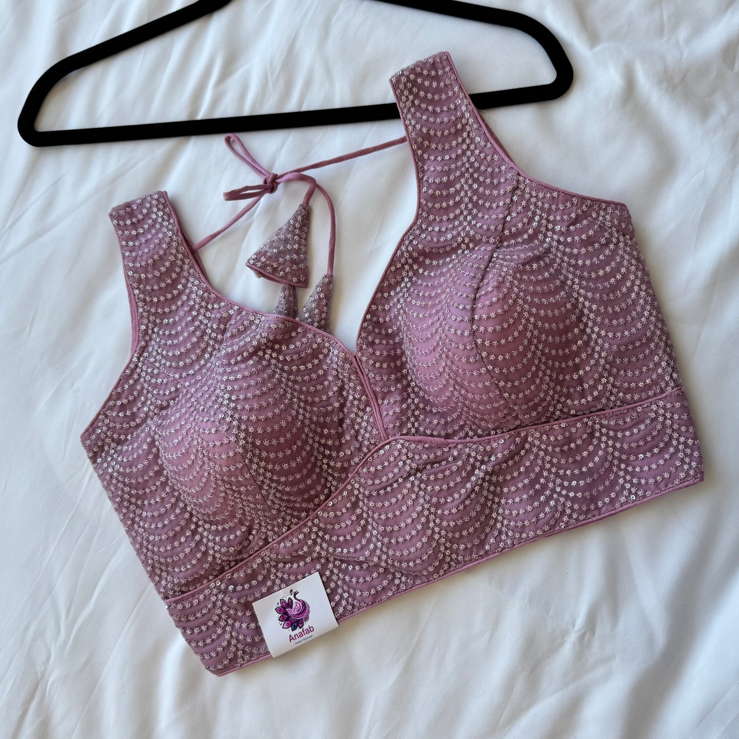 Designer Dusty mauve Sleeveless Blouse with Heavy Sequin Work, Fancy blouse for Lehenga, Sarees, party wear Blouse, Top