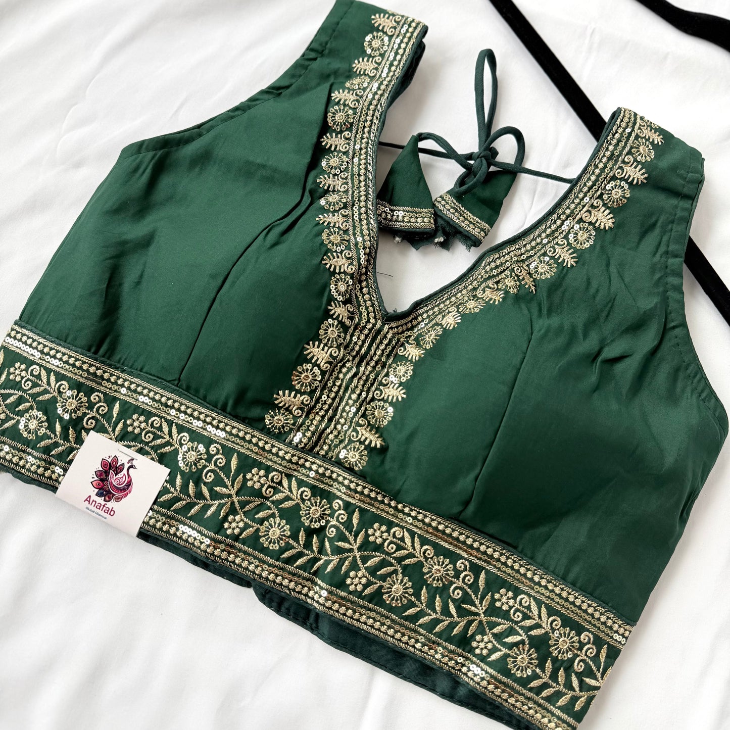 Green Saree Blouse, Gold Zari Embroidered Blouse, Ready to Wear Indian Blouse, Sleeveless Designer Blouse, Wedding Festive Blouse