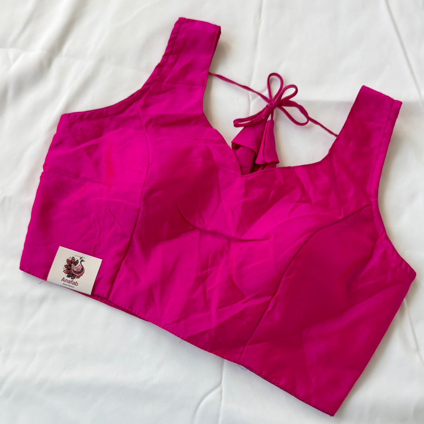 Rani Pink Taffeta Silk Sleeveless Blouse, Ready to Wear Saree Blouse, Size 38-42, Designer Latkan Dori Blouse, Indian Wedding Blouse