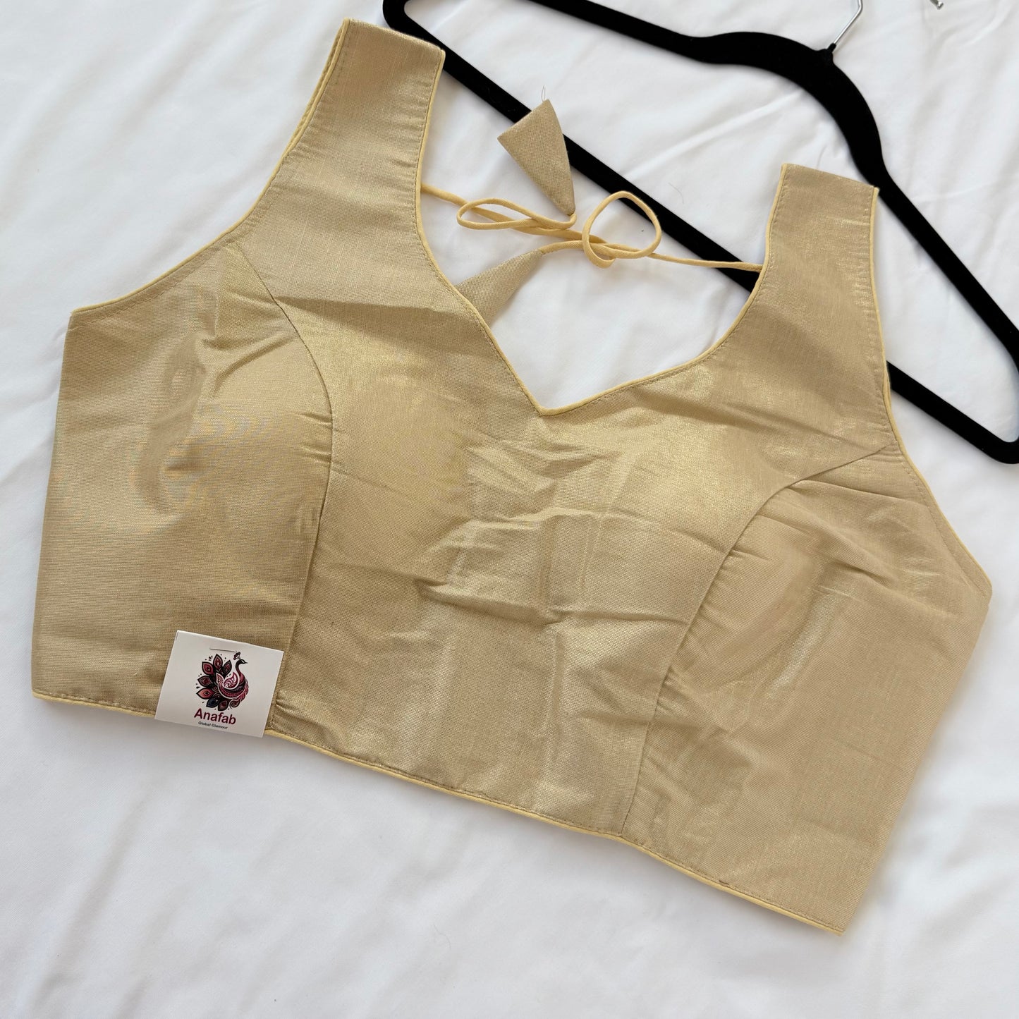Light Gold Tissue Silk Saree Blouse, Ready to Wear Golden Blouse, Padded V Neck Blouse, Indian Saree Blouse, Festive Wedding Blouse , Crop t