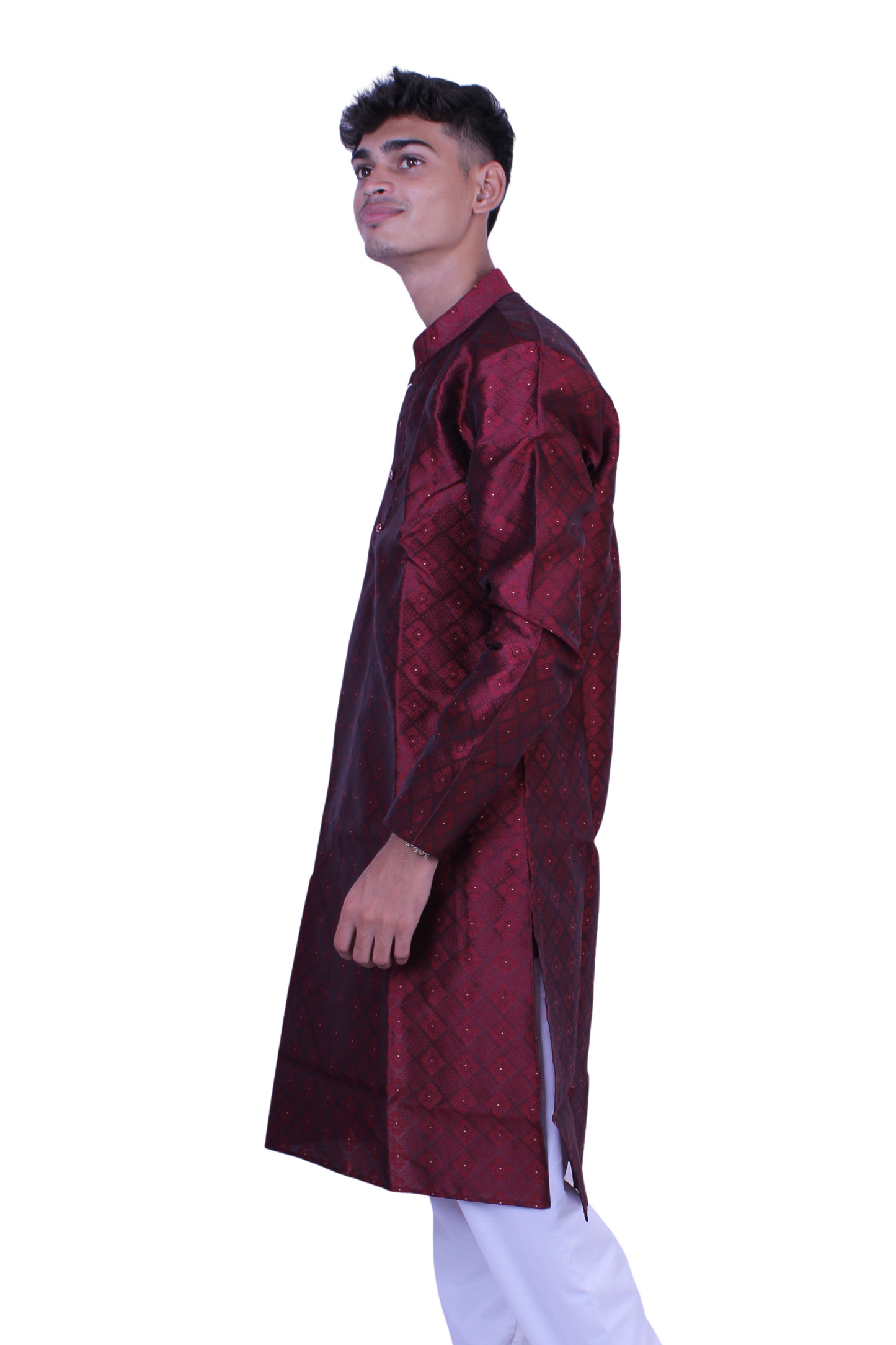 Men’s Maroon Silk Blend Kurta Pajama | Traditional Indian Ethnic Wear for Weddings & Festivals, Festive wear, Traditional wear, Kurta Pajama