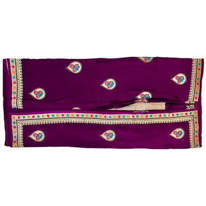 Wine Colour Chiffon Saree with Swaroski Diamond Work