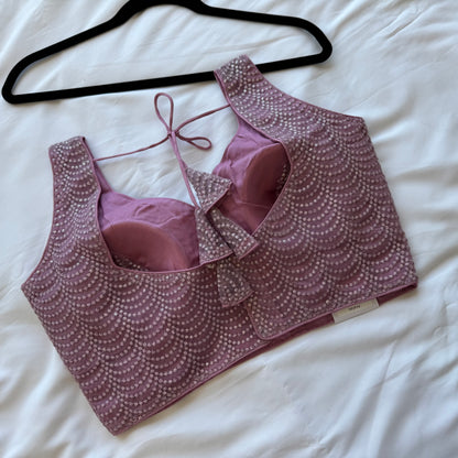 Designer Dusty mauve Sleeveless Blouse with Heavy Sequin Work, Fancy blouse for Lehenga, Sarees, party wear Blouse, Top