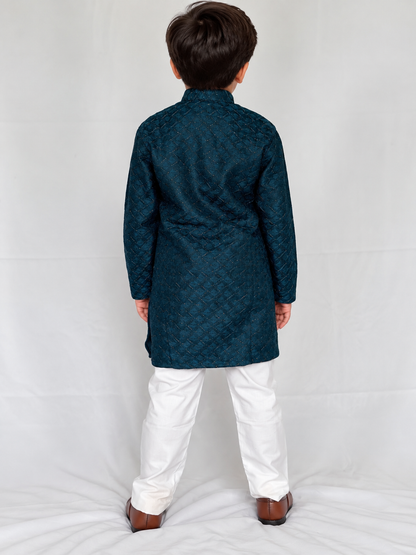 Boys Teal Blue Kurta Pajama Set, Soft Imported Fabric Kids Indian Ethnic Wear, Diwali Wedding Festive Outfit, Diwali traditional outifit,