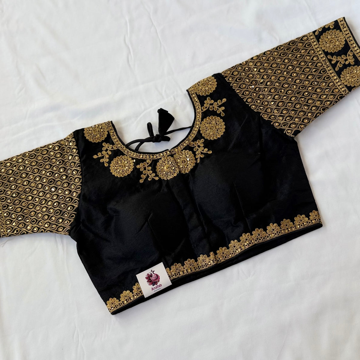 Black Jacquard Saree Blouse with Gold Embroidery, Designer Indian Blouse, Readymade Silk Blouse, Wedding Festive Blouse, Lehenga blouse