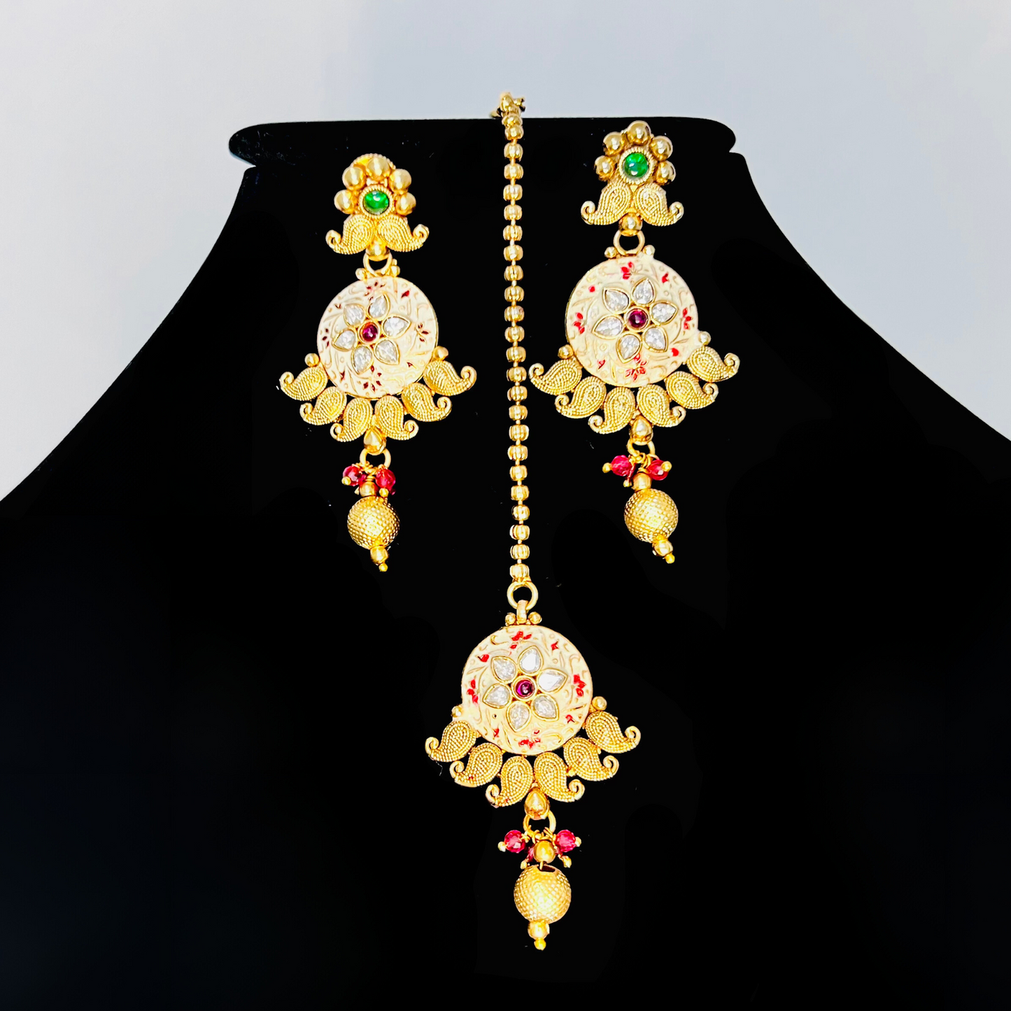 Royal Kundan Meenakari Choker Necklace Set | Gold Plated Bridal Jewelry with Earrings & Maang Tikka | Indian Wedding Necklace Set