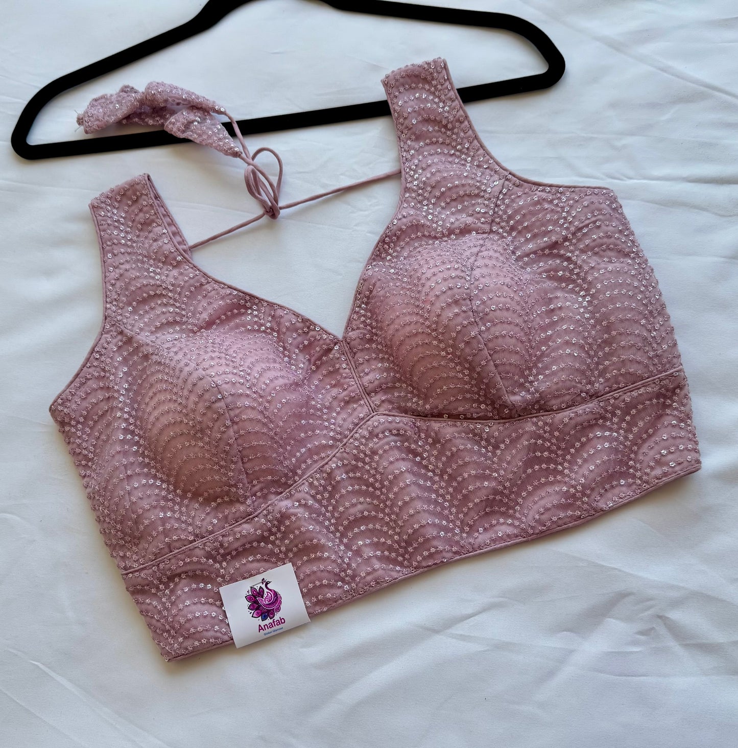 Luxury Queen Pink Designer Blouse, Bridal Sequin Saree Blouse, Padded V Neck Blouse, Wedding Reception Blouse, Readymade Blouse, Party wear