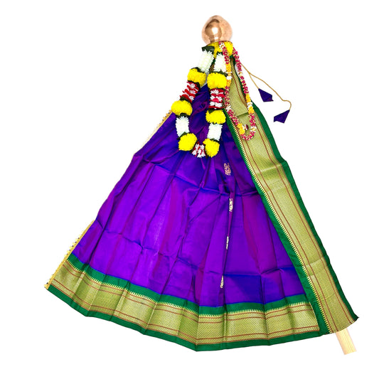 Dark Voilet Paithani Gudi Vastra, Readymade Paithani Saree for Gudi Padwa Pooja