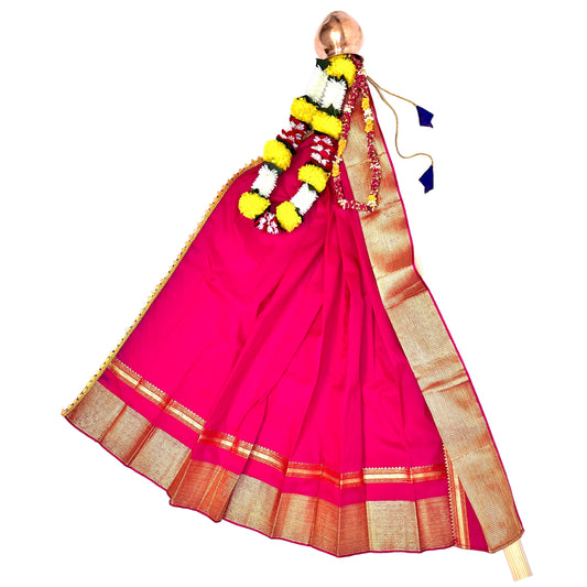 Deep Pink Paithani Gudi Vastra, Readymade Paithani Saree for Gudi Padwa Pooja