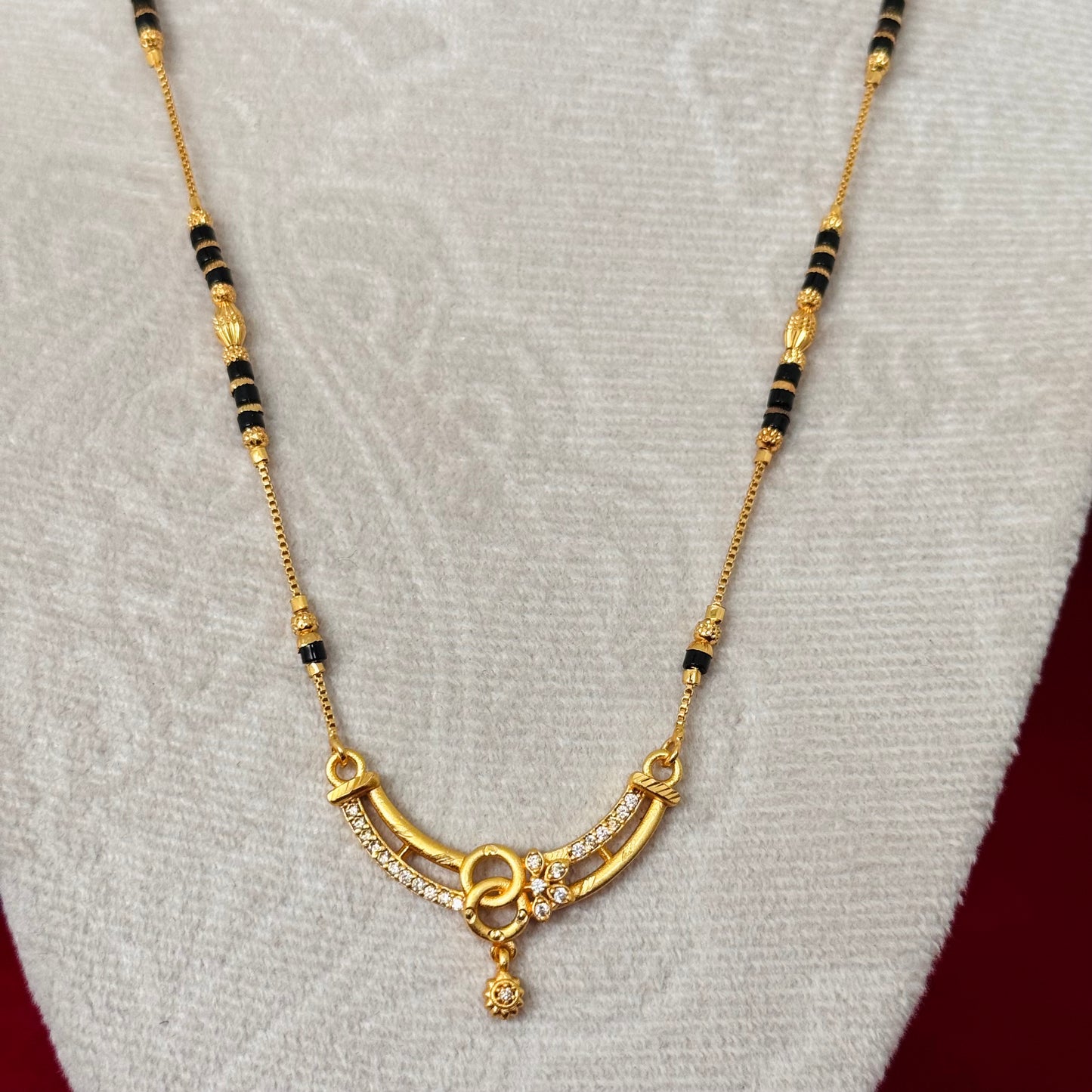 Daily Wear Mangalsutra Necklace for Women, Black Bead Gold Tone Mangalsutra, Minimal CZ Pendant Mangalsutra, Traditional Indian Jewelry Gift