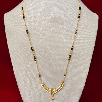 Daily Wear Mangalsutra Necklace for Women, Black Bead Gold Tone Mangalsutra, Minimal CZ Pendant Mangalsutra, Traditional Indian Jewelry Gift