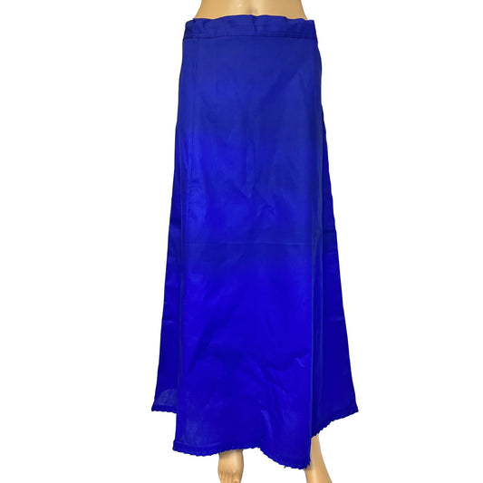 Earth Blue Color Petticoat/Inner Skirts/Saya for Saree, Cotton Stitched Adjustable Waist Saree Underskirt, Lining Skirt, Comfortable to wear , Readymade Petticoat