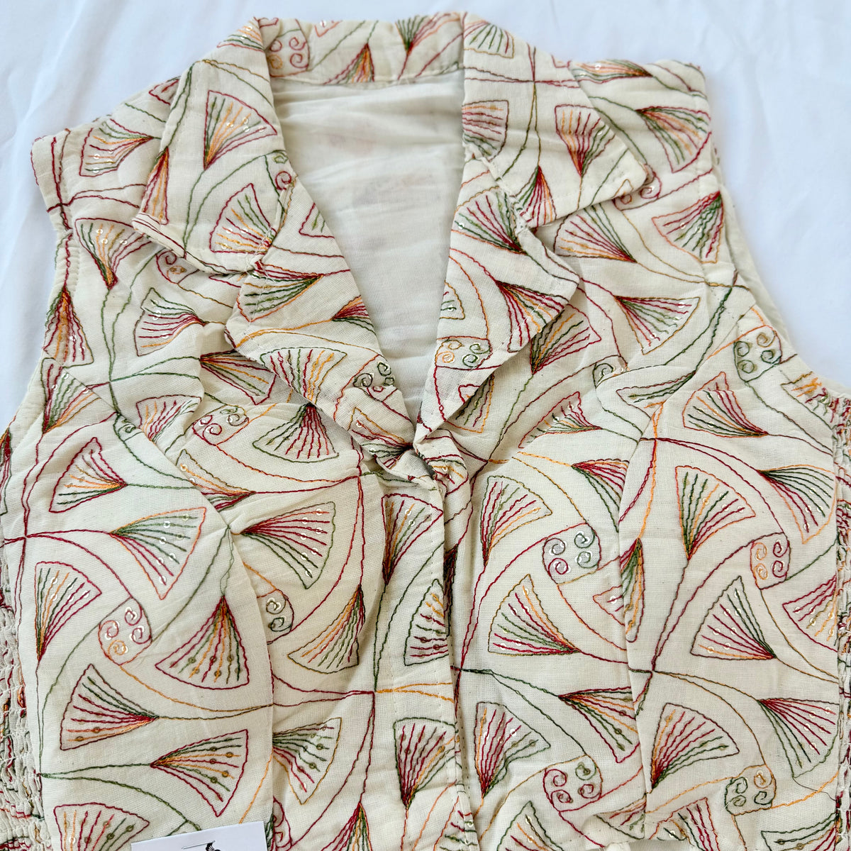 Khadi Cotton Embroidered Blouse,  Multicolor Thread & Sequin Work Stretchable Saree Blouse, Collar Neck Front Open Indian Blouse, Crop top