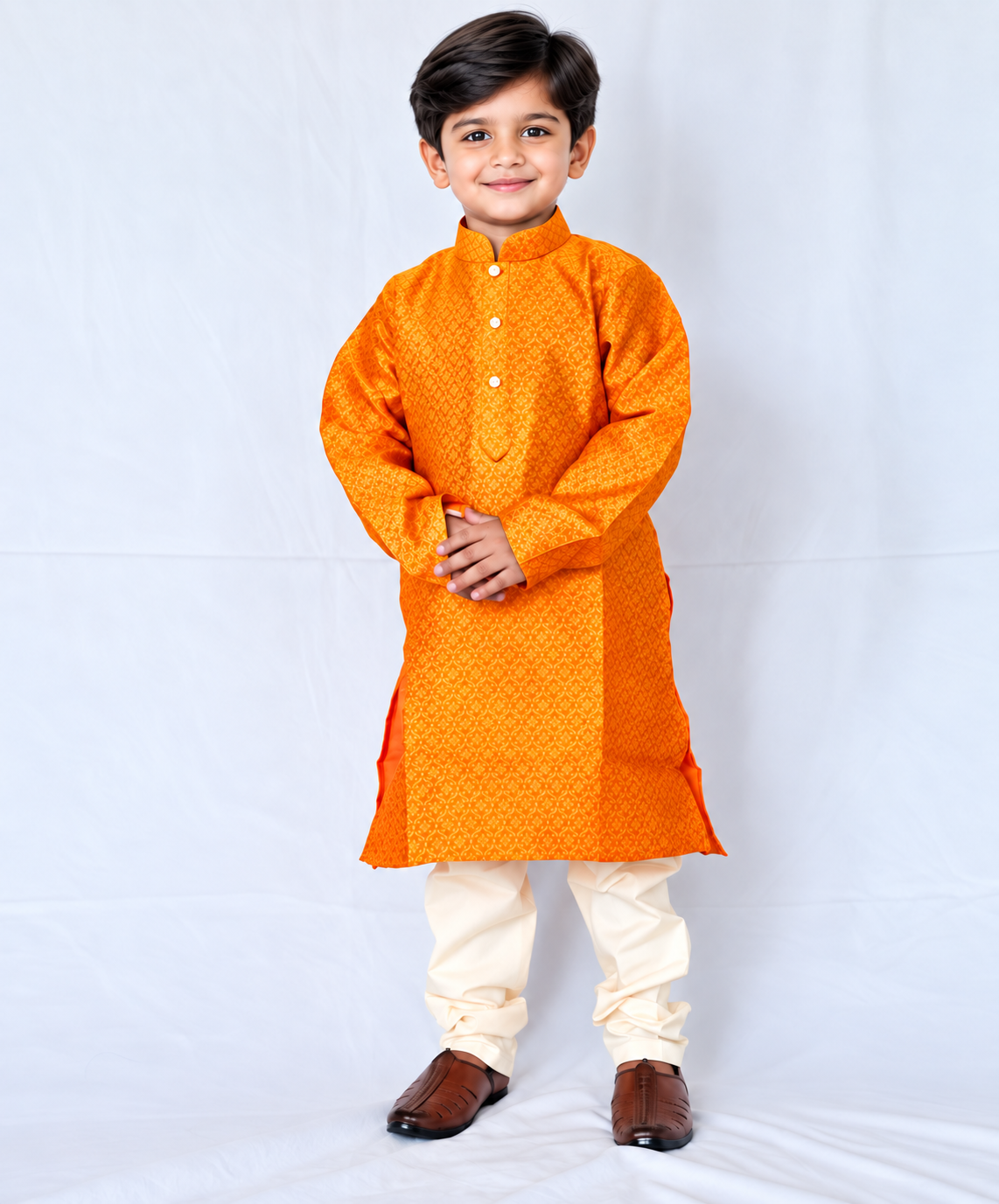 Boys Kurta Pajama Set, Orange Pink Dual Tone Jacquard Kids Indian Ethnic Wear, Wedding Outfit, Diwali Dress, Traditional Festive Clothing