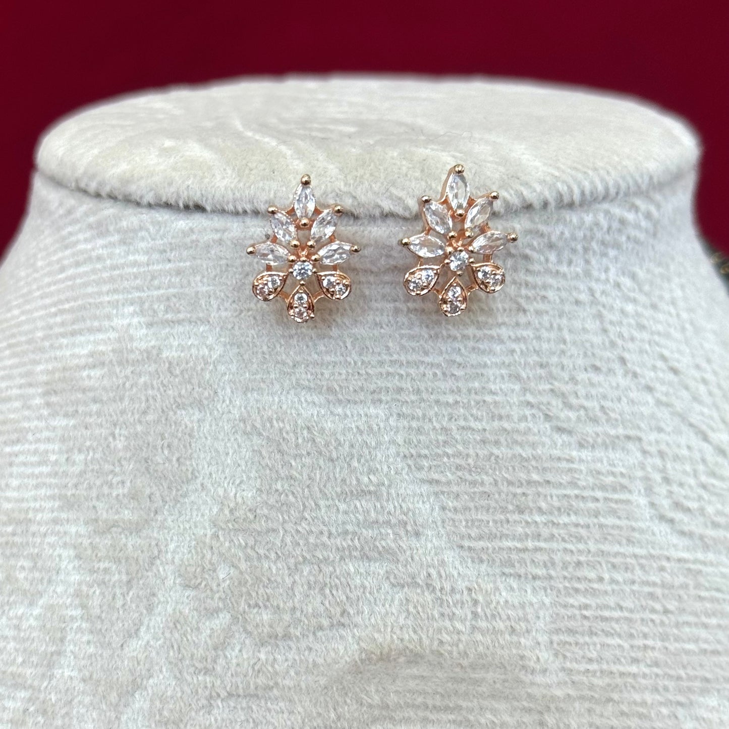 Elegant AD Diamond Mangalsutra Set with Earrings | Rose Gold Minimal Mangalsutra | Double Black Bead Chain | Lightweight Daily Wear Mangalsu