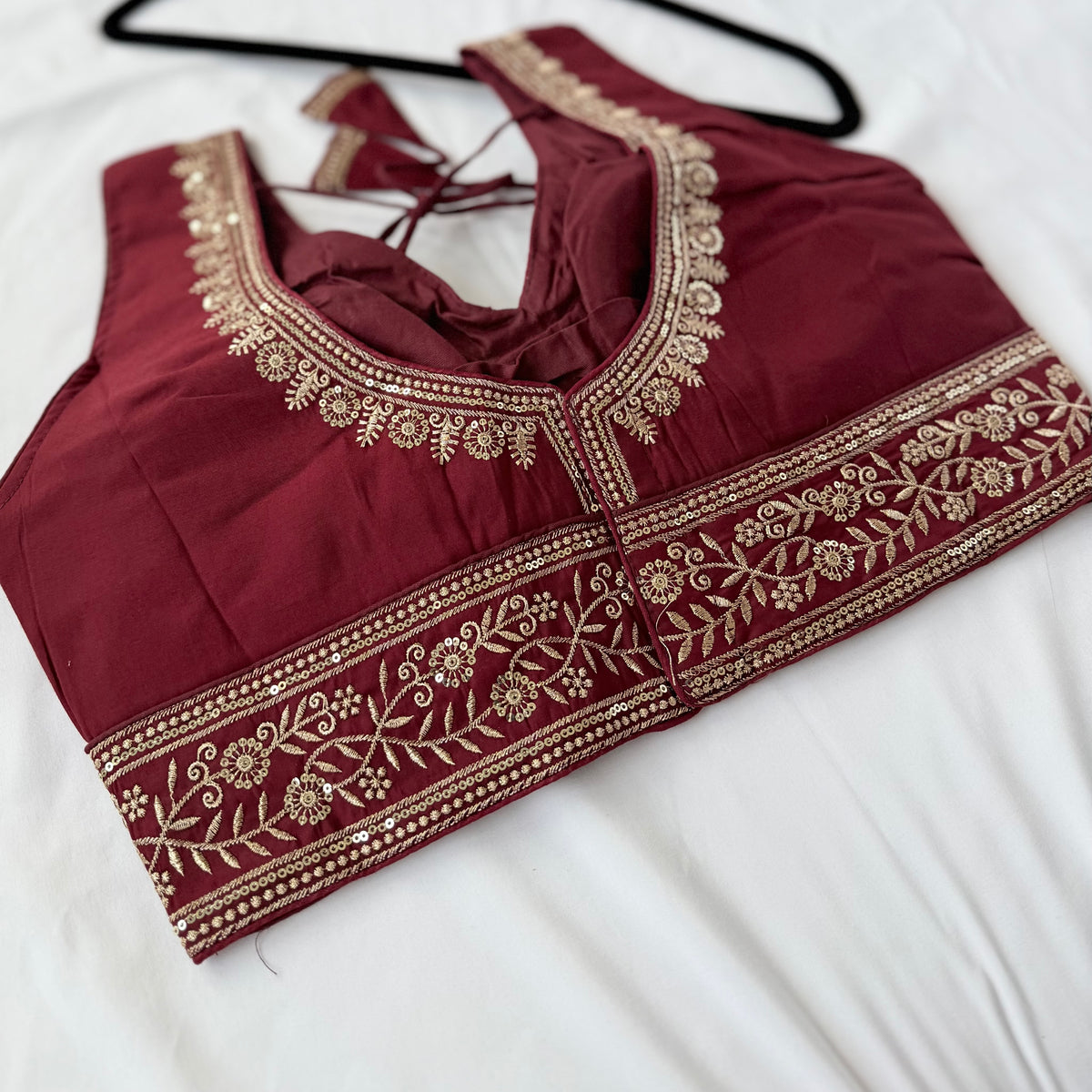 Maroon Saree Blouse, Gold Zari Embroidered Blouse, Ready to Wear Indian Blouse, Sleeveless Designer Blouse, Wedding Festive Blouse