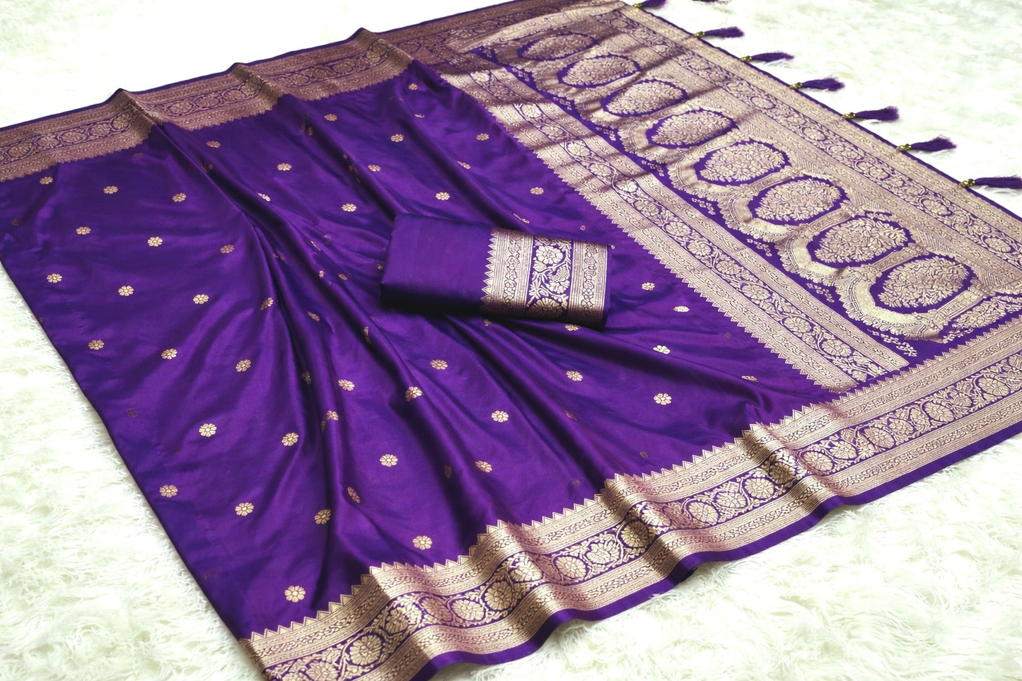 Purple Soft Silk Saree,Maharashtrian Zari Butti Saree, Traditional Saree, Festive Wedding Wear Saree, Rich Pallu Sari, Gift for Women