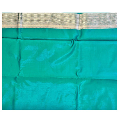 Firozi Cotton Silk Saree with Zari Weaving