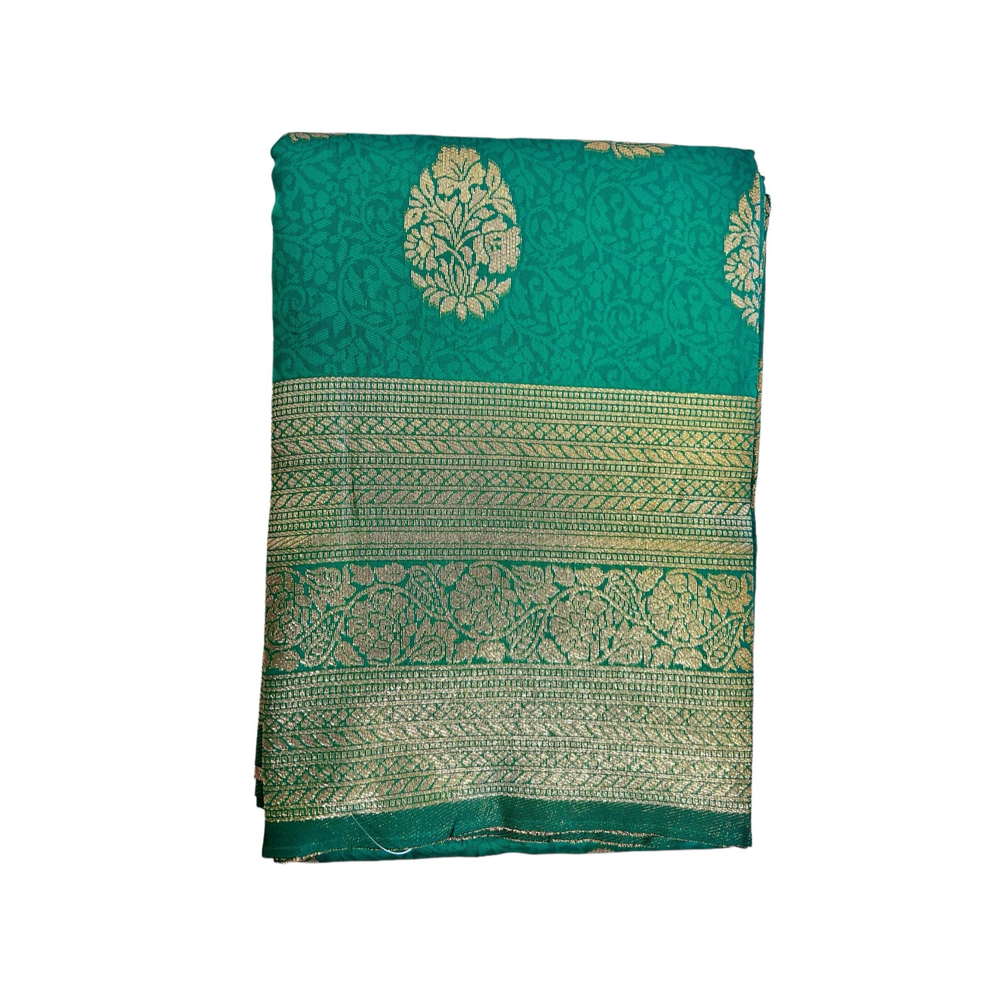 Firozi Cotton Silk Saree with Zari Weaving