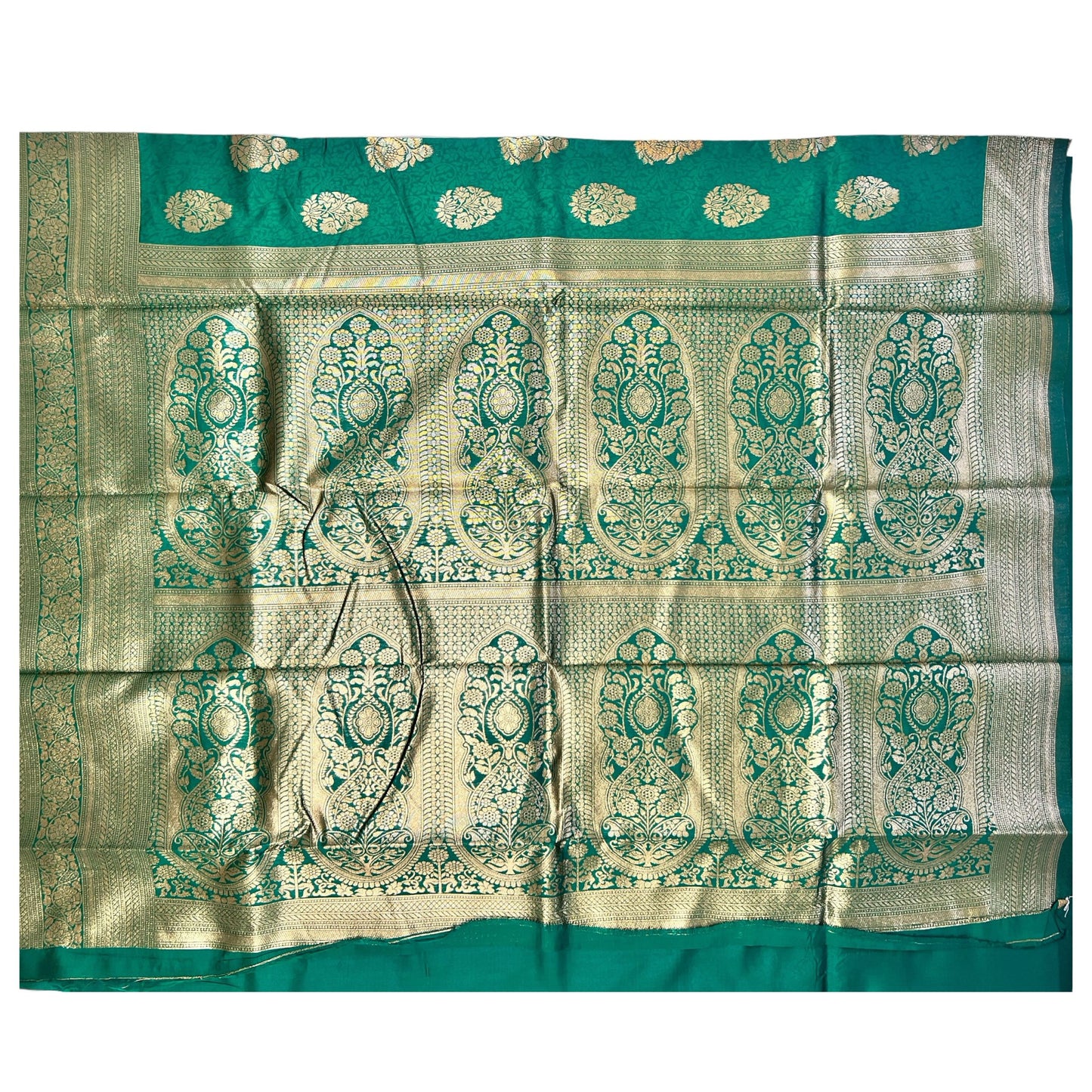 Firozi Cotton Silk Saree with Zari Weaving