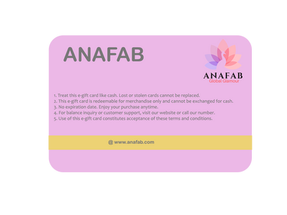 Anafab.com e-Gift Card