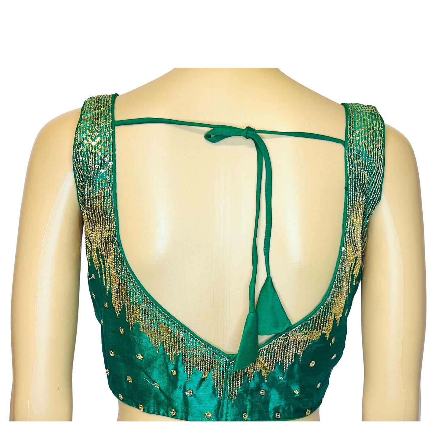 Green Color Milan Silk Sequence Work Readymade Blouse, Designer Blouse, Crop Top, Tunic Top, Fancy Blouse, Party Wear Blouse, Wedding Blouse