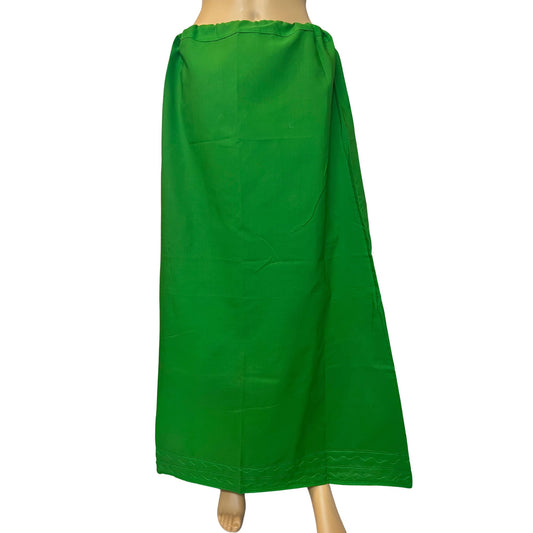 Green Color Petticoat/Inner Skirts/Saya for Saree, Cotton Stitched Saree Underskirt, Lining Skirt, Comfortable to wear , Readymade Petticoat